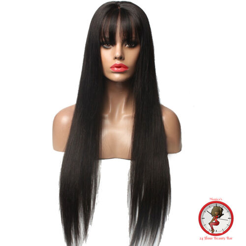 lace frontal wig straight with bang Thumbnail